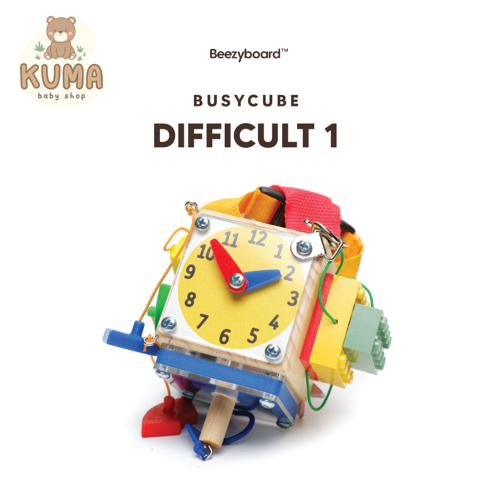 Beezyboard - Busycube Difficult 1 - mainan traveling/mainan papan sibuk/mainan kayu/mainan praktis