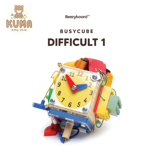 Beezyboard - Busycube Difficult 1 - mainan traveling/mainan papan sibuk/mainan kayu/mainan praktis