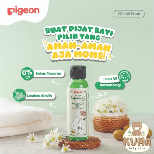 PIGEON Botanical Baby Massage Oil 100Ml | Minyak Untuk Pijat Bayi Kulit Normal - Sensitif