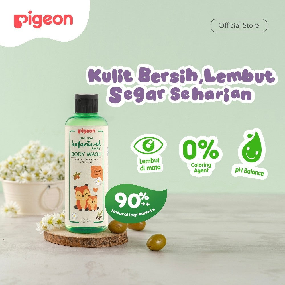 PIGEON Botanical Baby Body Wash  | Sabun Bayi| Cocok untuk Kulit Sensitif | Tanpa Pewarna |  Hypoallergenic Tested | Halal BPOM Original 100%