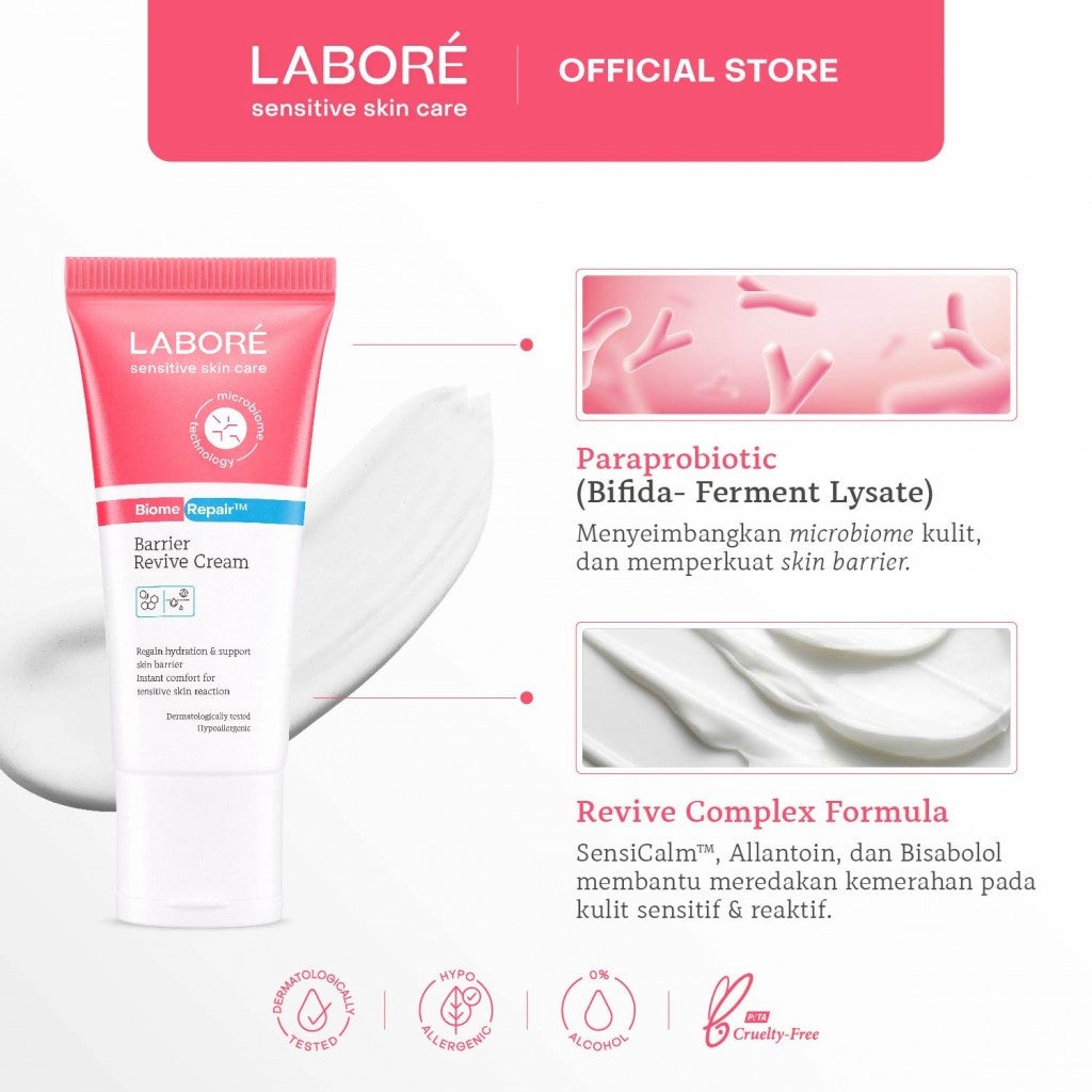 [DERMALAB REVOLUTIONAIRE] Labore BiomeRepair Barrier Revive Cream Travel Size 10ml - Moisturizer dan Pelembab Wajah Kulit Sensitif