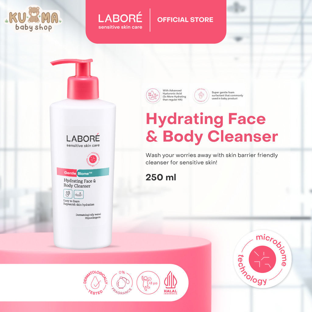 Labore GentleBiome Hydrating Face & Body Cleanser 250 ml - Body Wash | Sabun Mandi | Pembersih Muka dan Tubuh untuk Kulit Sensitive dengan Kandungan Advanced