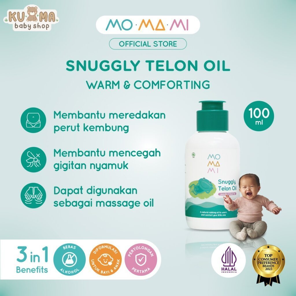 Momami Snuggly Telon Oil 100ml - Minyak Telon dengan Lavender Penghangat Tubuh Bayi - Medicated