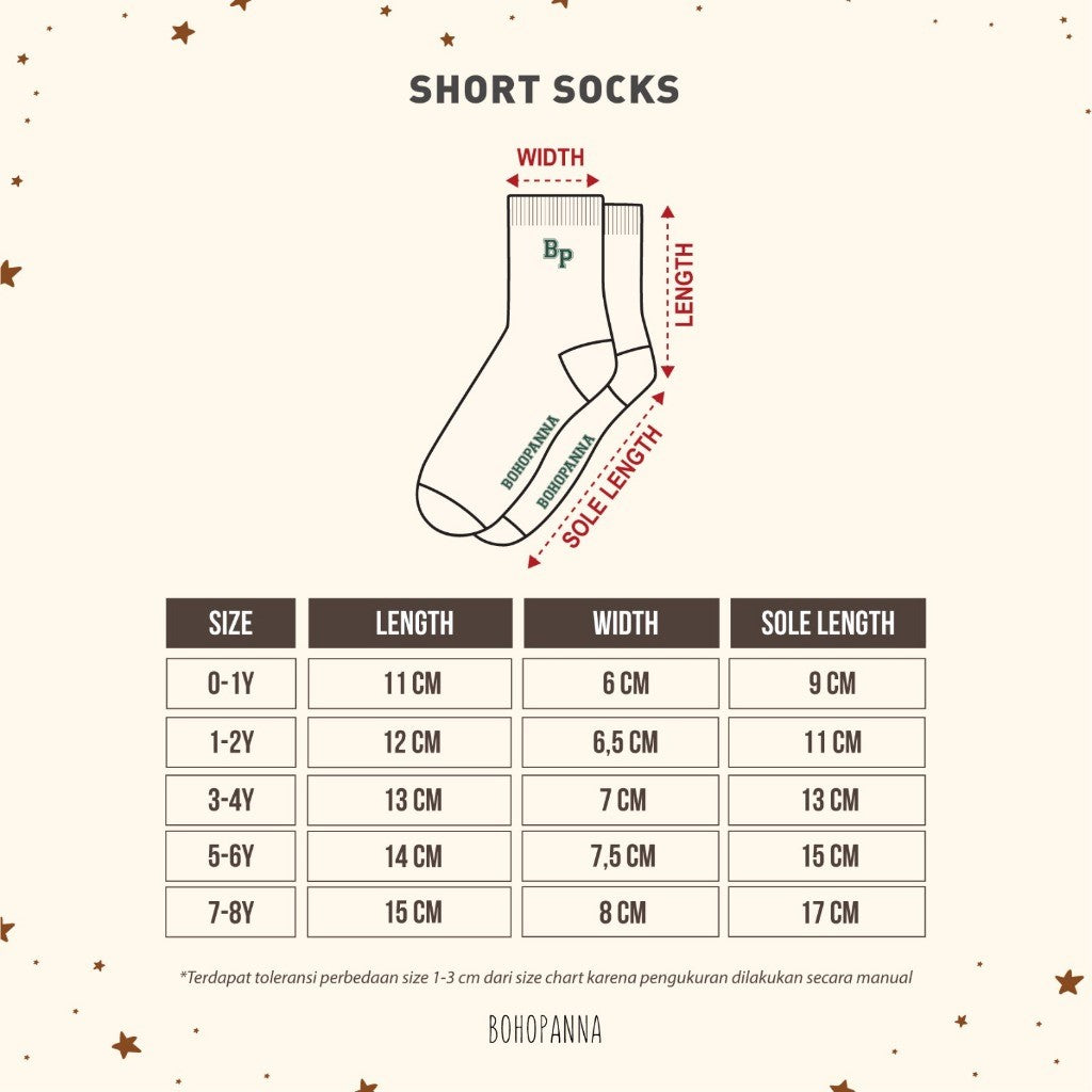 BOHOPANNA - SHORT SOCK - KAOS KAKI ANAK