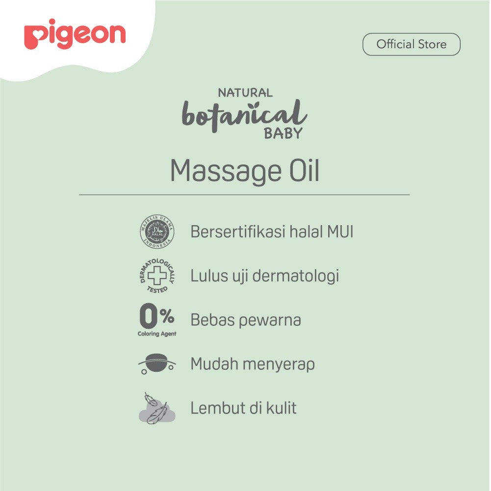 PIGEON Botanical Baby Massage Oil 100Ml | Minyak Untuk Pijat Bayi Kulit Normal - Sensitif