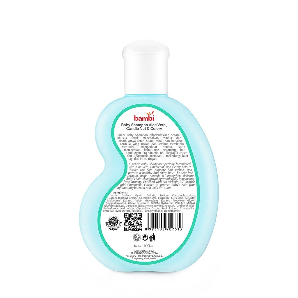 Bambi Baby Shampoo Aloe Vera, Candlenut & Celery - 100ml