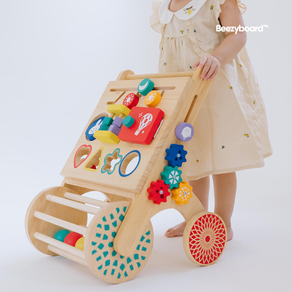 Beezyboard - Baby Push Walker - mainan kayu/mainan belajar berjalan/mainan papan sibuk