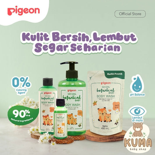 PIGEON Botanical Baby Body Wash  | Sabun Bayi| Cocok untuk Kulit Sensitif | Tanpa Pewarna |  Hypoallergenic Tested | Halal BPOM Original 100%