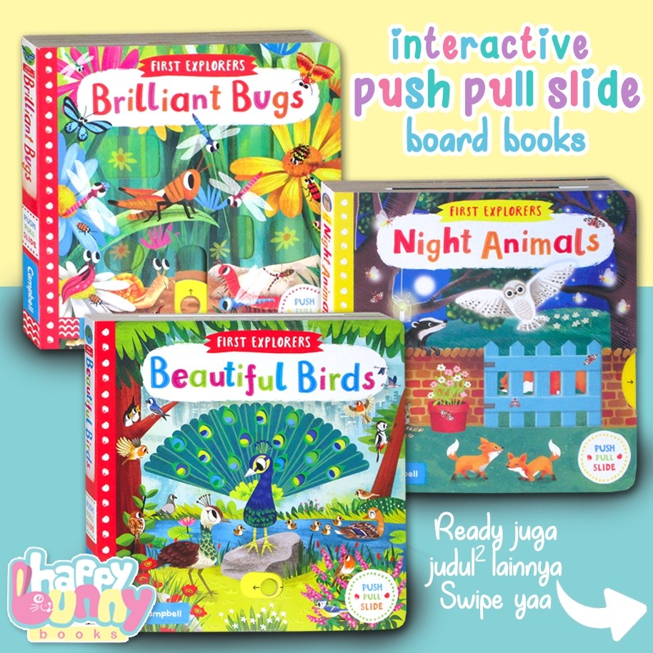 Campbell Push Pull Slide Interactive Board Book - Busy Zoo - Busy Safari - First Explorers Sea Creatures - My Body & others