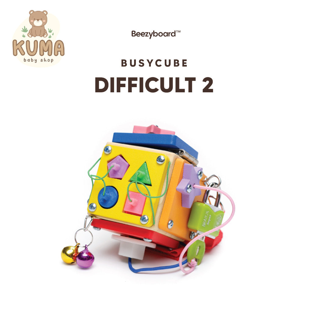 Beezyboard - Busycube Difficult 2 - mainan traveling/mainan papan sibuk/mainan kayu/mainan praktis