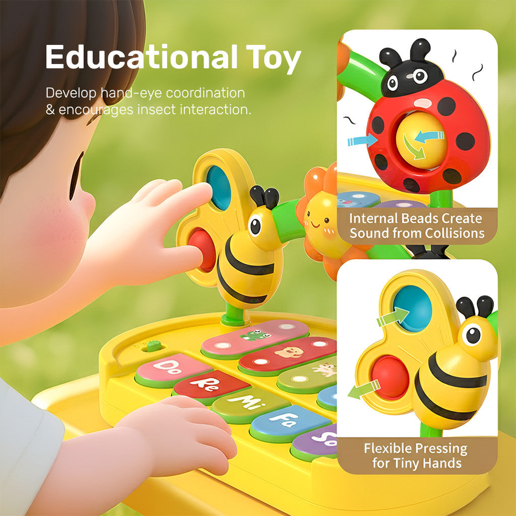 Sakumini Mainan Edukasi Piano 4 Mode Musik Lampu Musical Light Up Anak Bayi