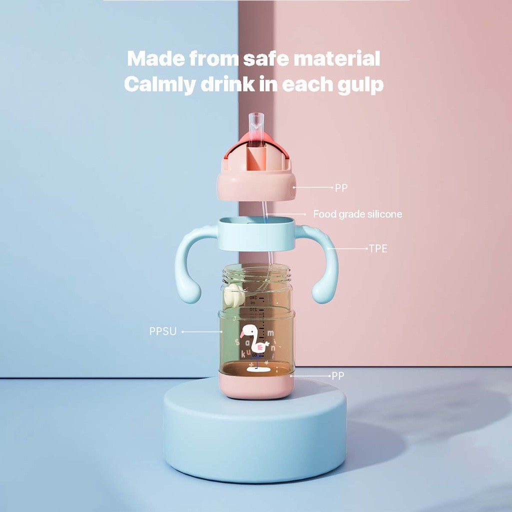 Sakumini Baby Botol Minum Sedotan Training PPSU 240ml Straw Cup