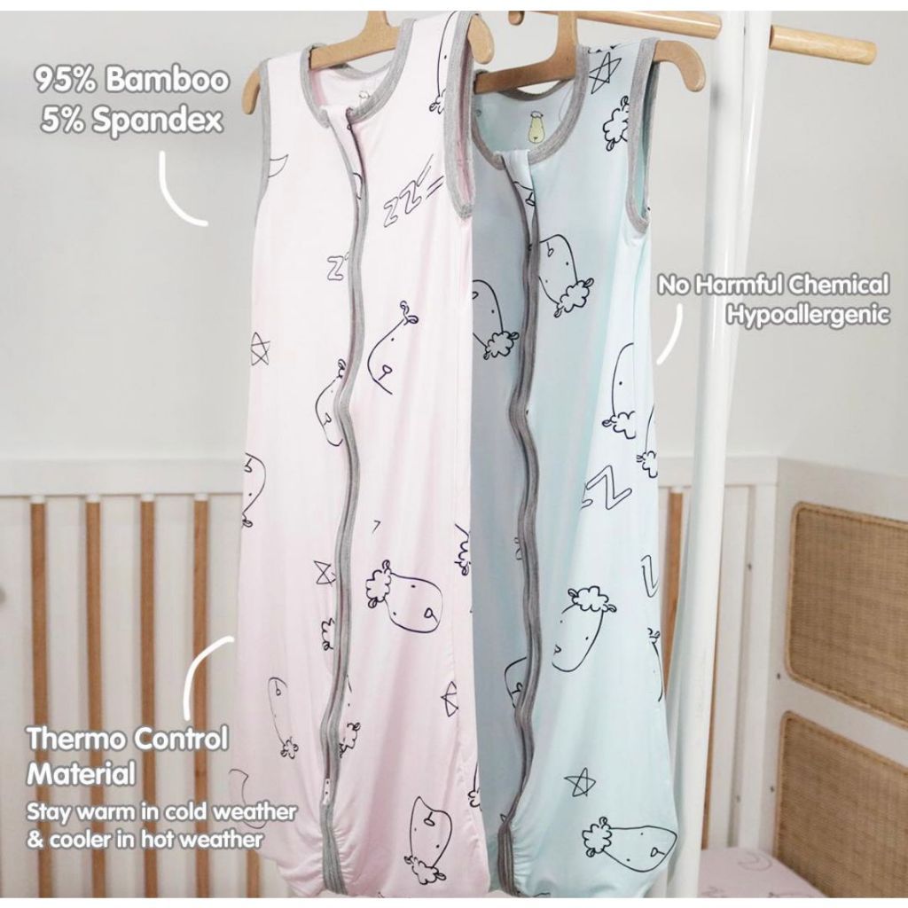 Baabaasheepz Wearable Blanket Zip Sweet Dreams Baa Baa / Bedong Instan | selimut baju bayi newborn bahan bamboo lembut anti bakteri untuk kulit sensitif