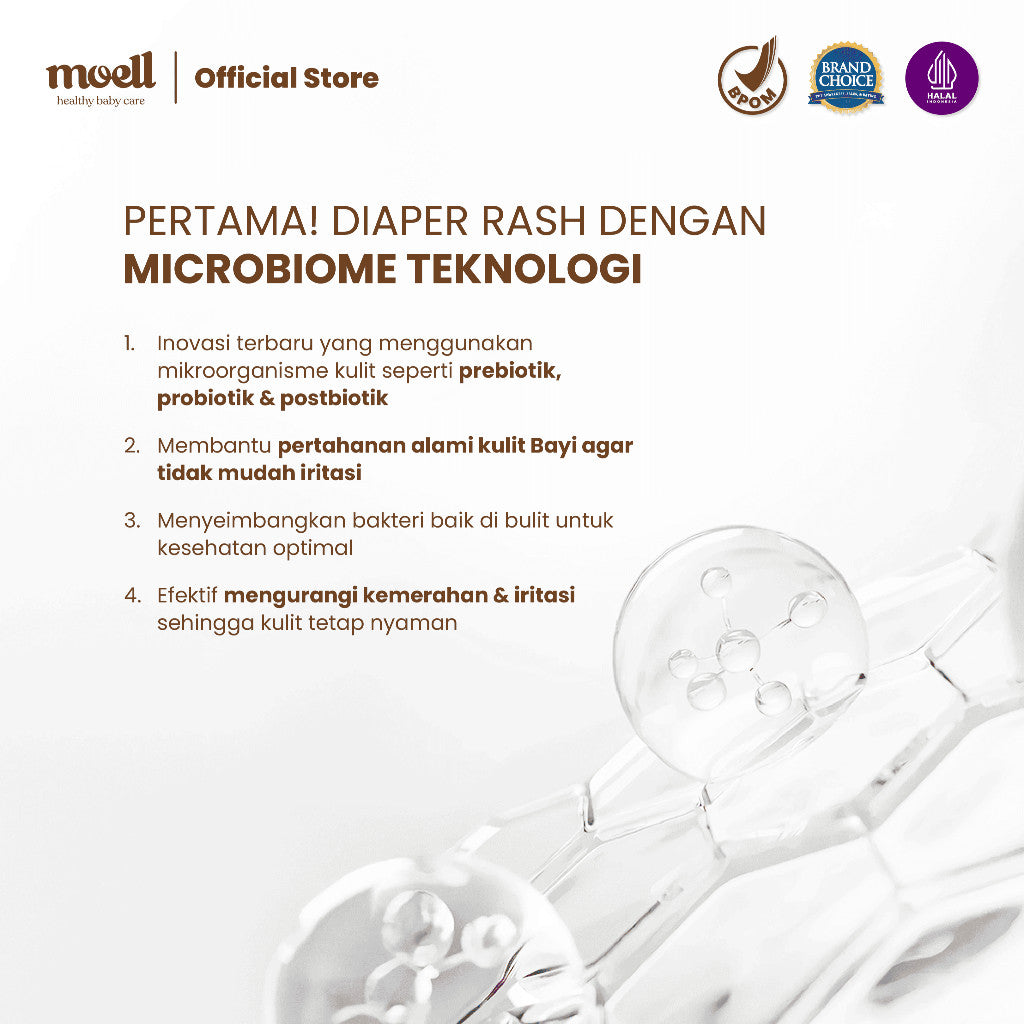 [BARU!] Moell Diaper Rash Advanced 50gr - Krim Popok Redakan dan Cegah Ruam Popok - Bebas Ruam Nyaman Seharian - Organic Calendula oil, Zinc Oxide, Postbiotic