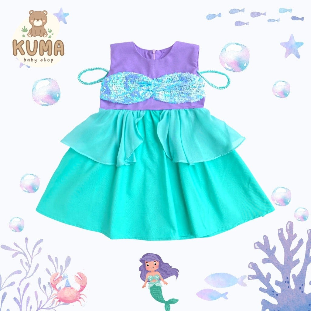 Little Ginger NEW ARIEL MERMAID DRESS / DRESS MERMAID / DISNEY DRESS INSPIRED / DRESS ANAK MERMAID