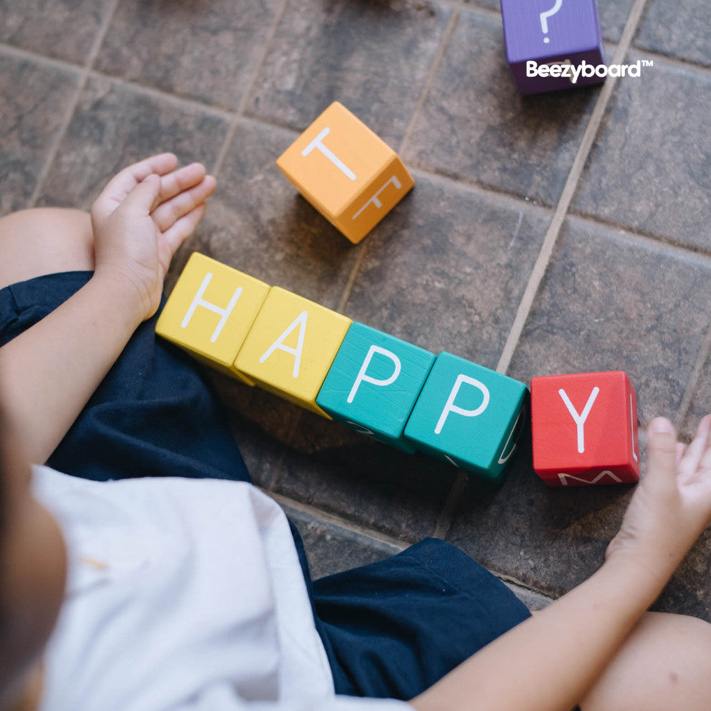 Beezyboard - Alphabet Block - mainan menyusun balok/mainan belajar huruf dan warna/mainan edukasi