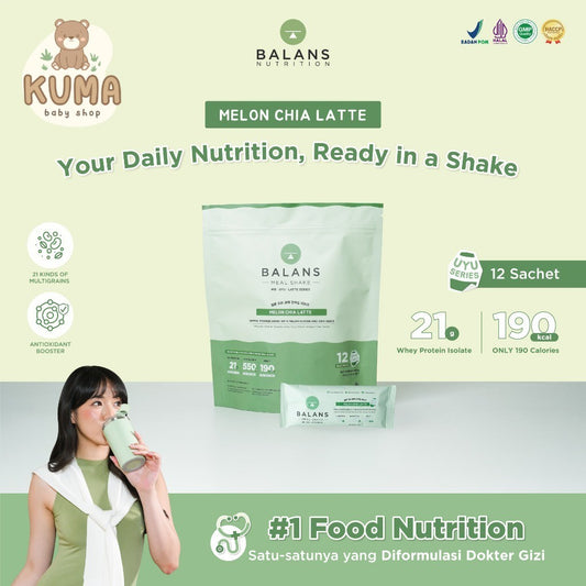 BALANS Meal Shake UYU Series | Melon Chia Latte | Susu Protein & Tinggi Kalsium Rendah Kalori | 12s