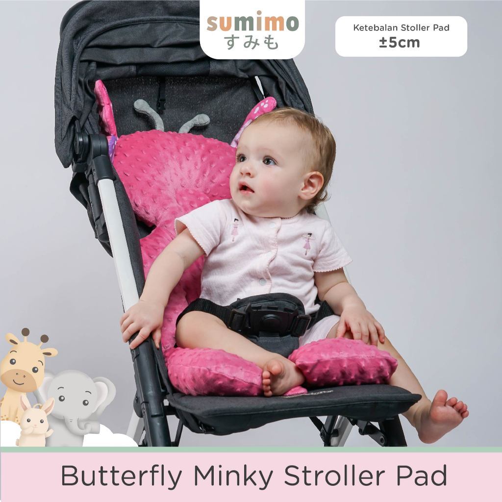 Sumimo Butterfly Minky Stroller Pad/Alas stroller karakter hewan lucu
