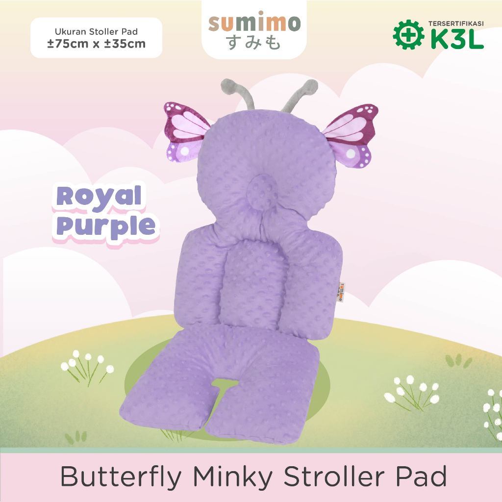 Sumimo Butterfly Minky Stroller Pad/Alas stroller karakter hewan lucu