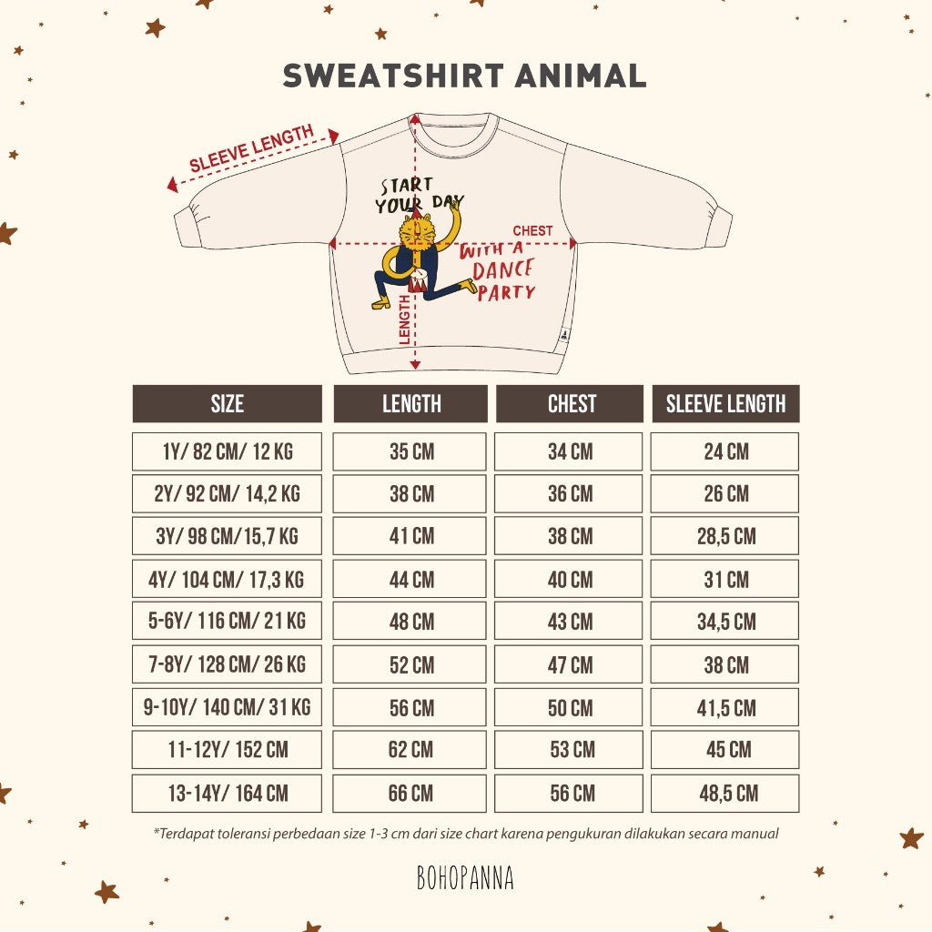 BOHOPANNA - SWEATSHIRT ANIMAL - SWEATER ANAK - ATASAN ANAK