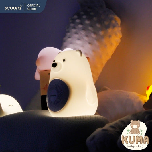 SCOORA Dream Whisper Silicone Polar Bear Lullaby White Noise Speaker Portable Baby Sleep / Baby Soother / Baby Shusher / Musik Tidur Bayi
