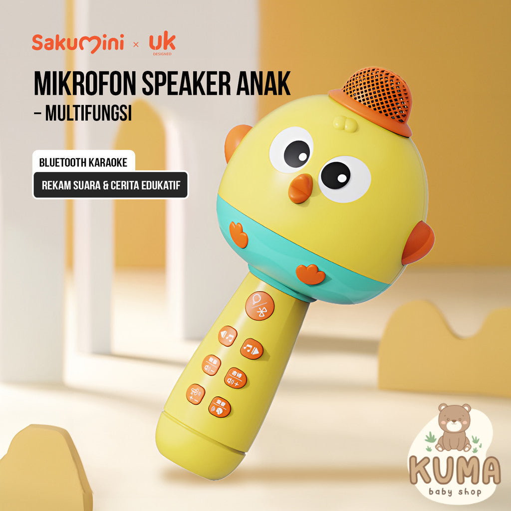 Sakumini X Habibi Mainan Mikrofon Anak Mikrofon Bluetooth Wireless Fitur Speaker Nyanyi untuk Bayi & Anak