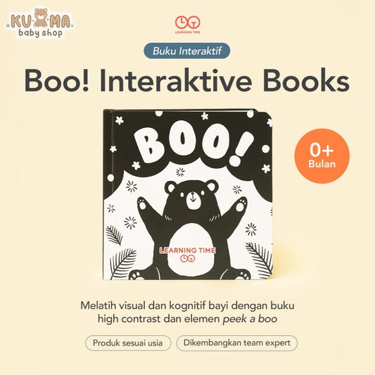 Learning Time- Boo!- Interactive Book/ Buku Newborn/ High Contrast Book Newborn/Buku Kontras Bayi Newborn/ Storytelling Series