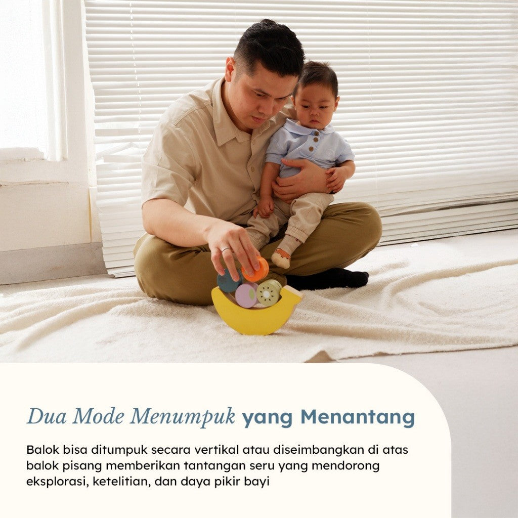 Learning Time - Sensory Fruit Balance-Stacking toys/Mainan sensorik anak 1 tahun/Mainan bayi 7 12 bulan/Tummy Time Series