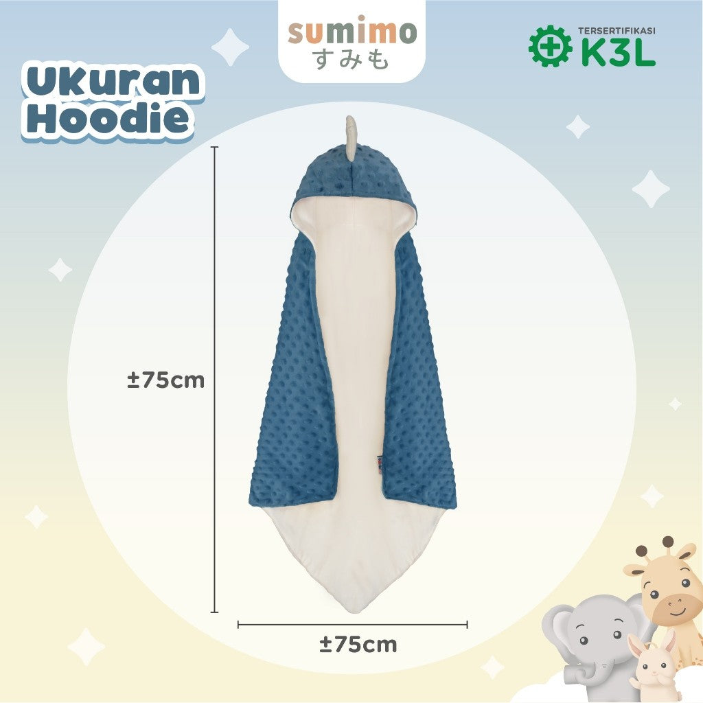 Sumimo Minky Blanket Hoodie Dino River Blue/ Selimut Topi Dino Bahan Minky
