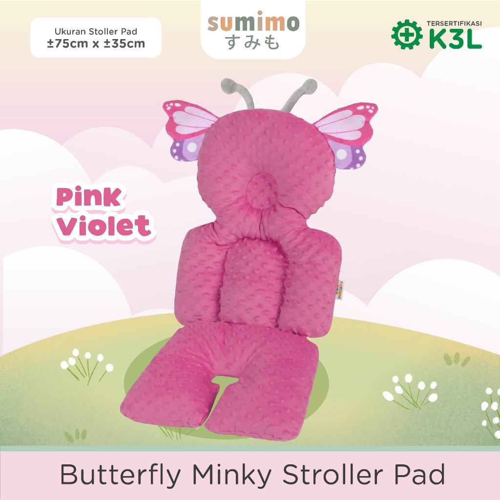 Sumimo Butterfly Minky Stroller Pad/Alas stroller karakter hewan lucu