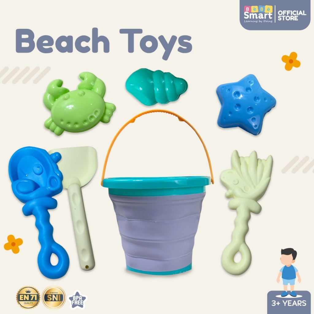 Mainan Set Ember Cetakan Pasir | BEBE SMART Beach Toys | Mainan Sekop dan Cetakan Pasir Pantai Anak
