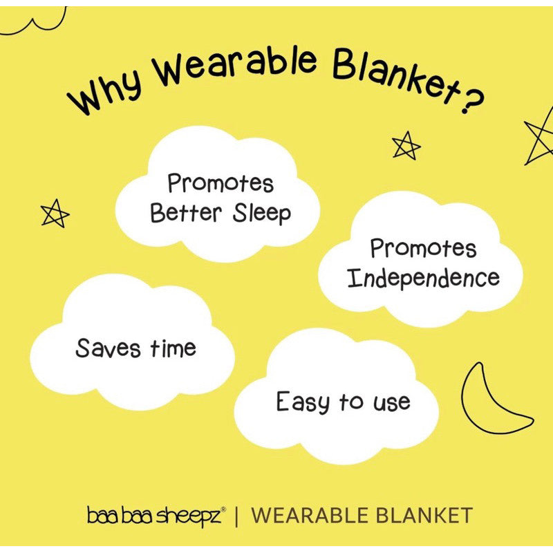 Baabaasheepz Wearable Blanket Zip Sweet Dreams Baa Baa / Bedong Instan | selimut baju bayi newborn bahan bamboo lembut anti bakteri untuk kulit sensitif