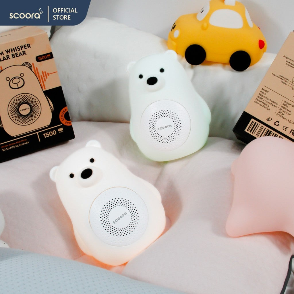SCOORA Dream Whisper Silicone Polar Bear Lullaby White Noise Speaker Portable Baby Sleep / Baby Soother / Baby Shusher / Musik Tidur Bayi