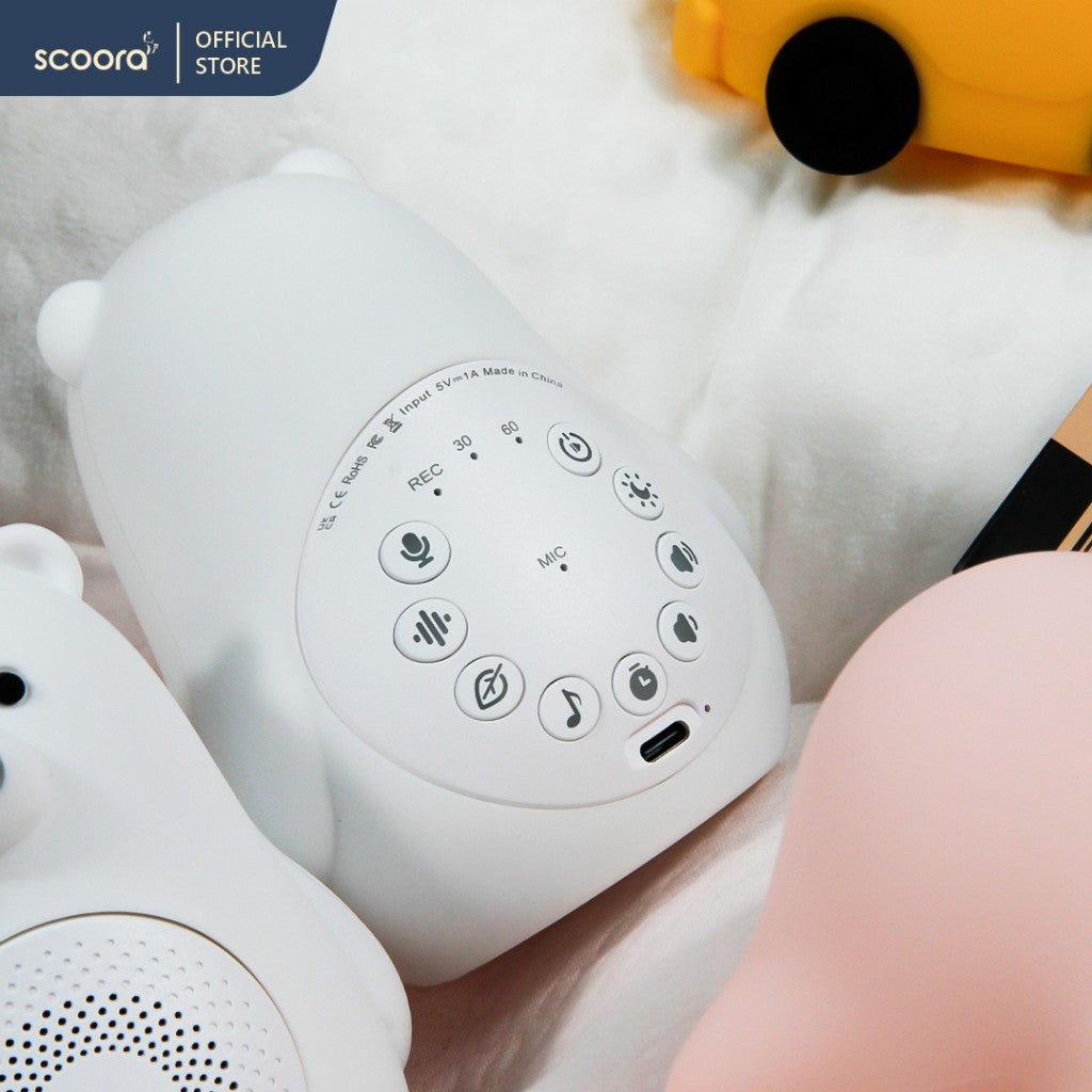 SCOORA Dream Whisper Silicone Polar Bear Lullaby White Noise Speaker Portable Baby Sleep / Baby Soother / Baby Shusher / Musik Tidur Bayi