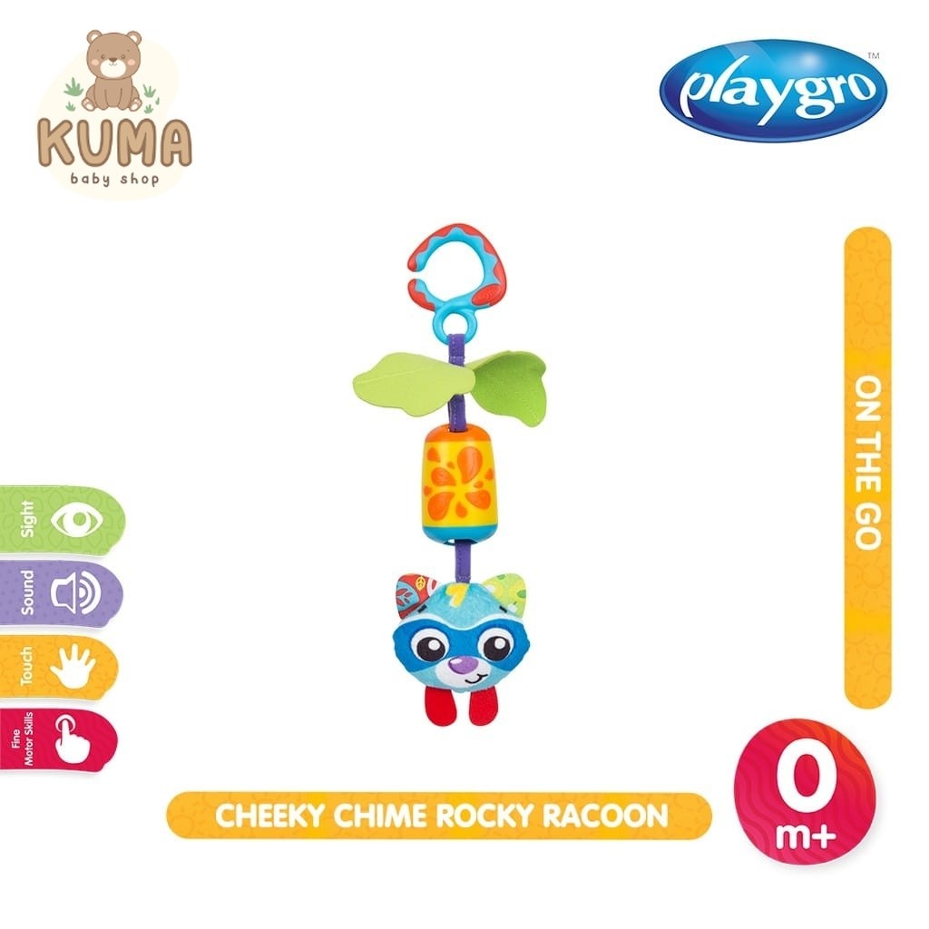 Playgro Baby Cheeky Chime Rocky Racoon 122150 - Mainan Gantung Stroller Anak