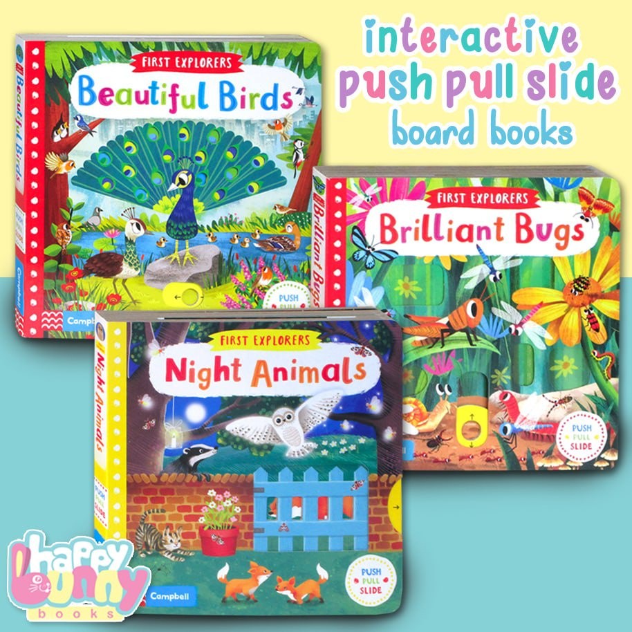 Campbell Push Pull Slide Interactive Board Book - Busy Zoo - Busy Safari - First Explorers Sea Creatures - My Body & others