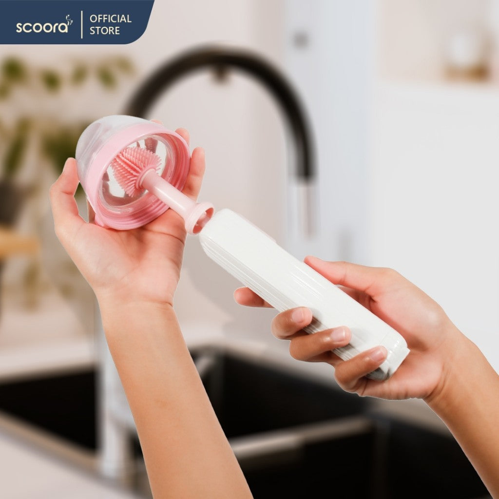 SCOORA FLAX Sikat Botol Bayi Elektrik Portable alat pembersih botol bayi Elektrik portable