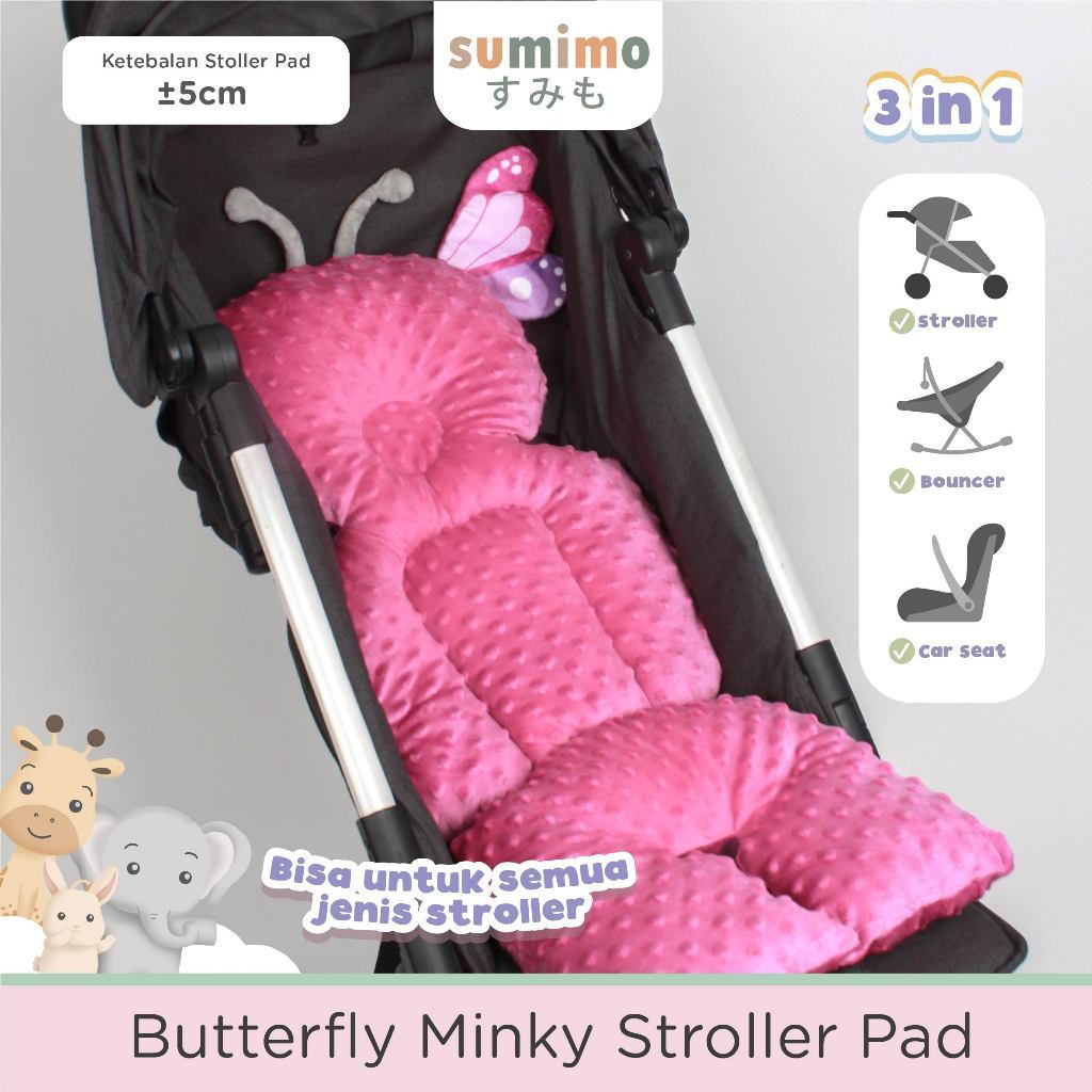 Sumimo Butterfly Minky Stroller Pad/Alas stroller karakter hewan lucu