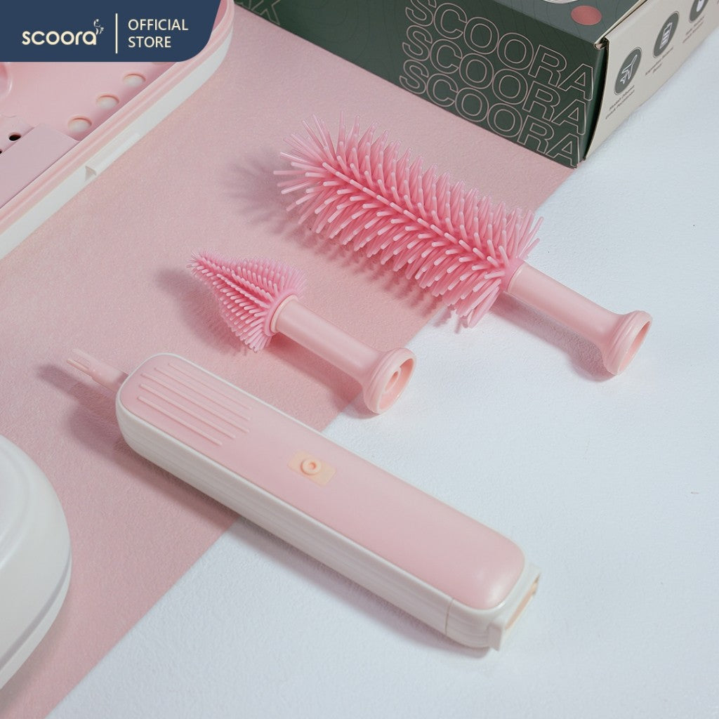 SCOORA FLAX Sikat Botol Bayi Elektrik Portable alat pembersih botol bayi Elektrik portable
