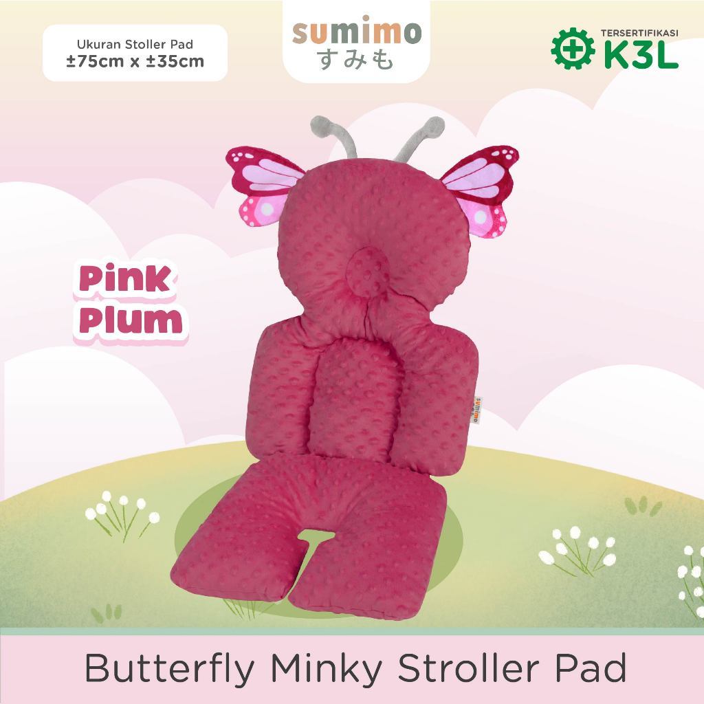 Sumimo Butterfly Minky Stroller Pad/Alas stroller karakter hewan lucu