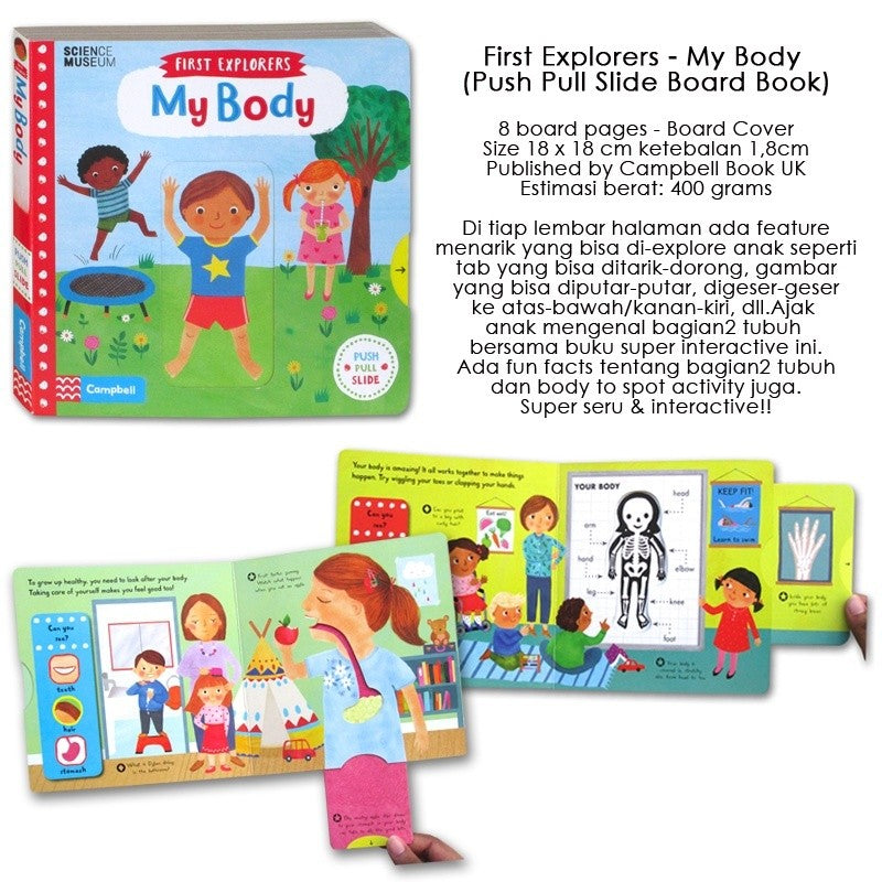 Campbell Push Pull Slide Interactive Board Book - Busy Zoo - Busy Safari - First Explorers Sea Creatures - My Body & others
