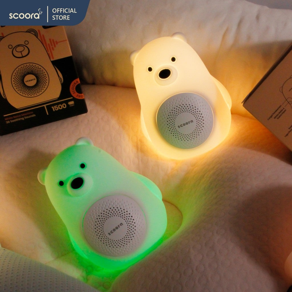 SCOORA Dream Whisper Silicone Polar Bear Lullaby White Noise Speaker Portable Baby Sleep / Baby Soother / Baby Shusher / Musik Tidur Bayi
