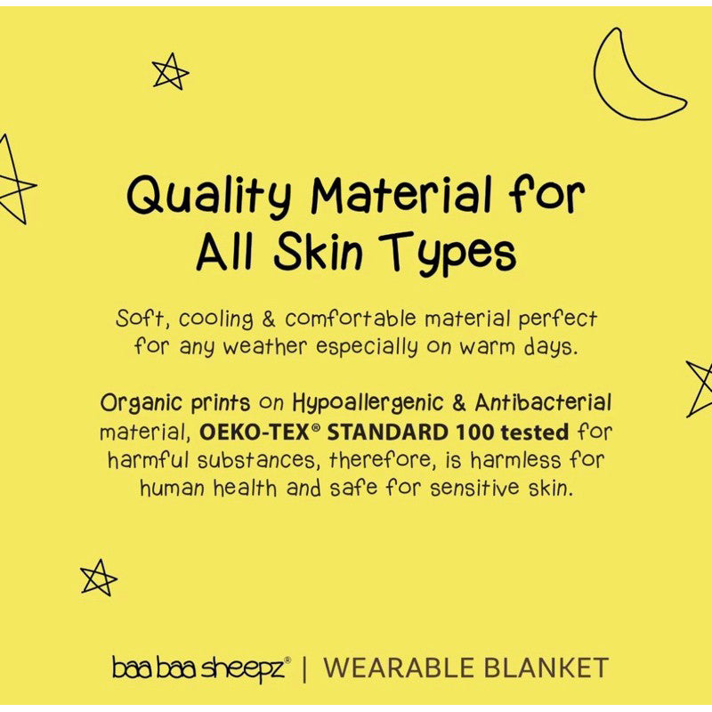 Baabaasheepz Wearable Blanket Zip Sweet Dreams Baa Baa / Bedong Instan | selimut baju bayi newborn bahan bamboo lembut anti bakteri untuk kulit sensitif