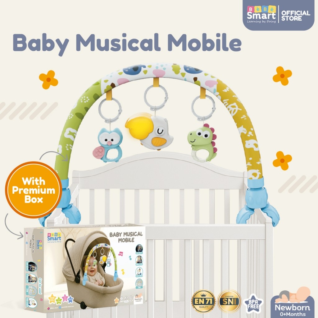 Mainan Gantung Stroller Bayi | BEBE SMART Baby Musical Mobile | Mainan Tempat Tidur | Car Seat