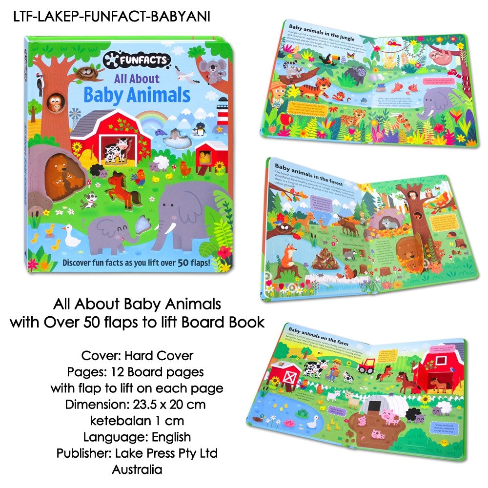 FunFacts Discover the Human Body, Solar System, Dinosaurs, Explore Construction, Baby Animals Board Book with over 50 Flaps to Lift