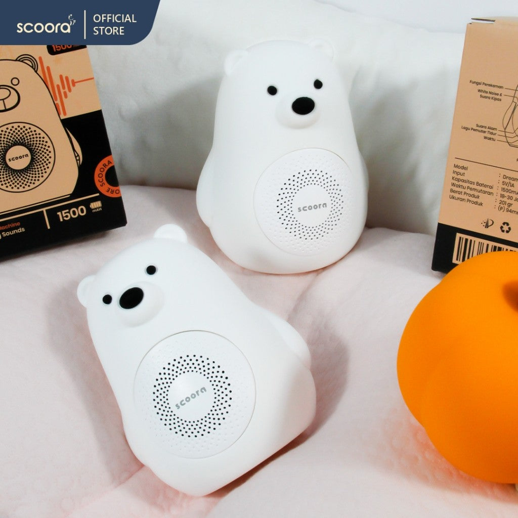 SCOORA Dream Whisper Silicone Polar Bear Lullaby White Noise Speaker Portable Baby Sleep / Baby Soother / Baby Shusher / Musik Tidur Bayi