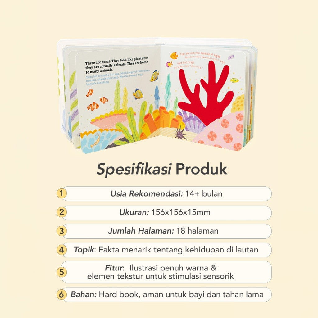 Learning Time- Colorful Ocean- Buku Tekstur Anak/ Buku Edukasi Anak 1 Tahun/ Storytelling Series