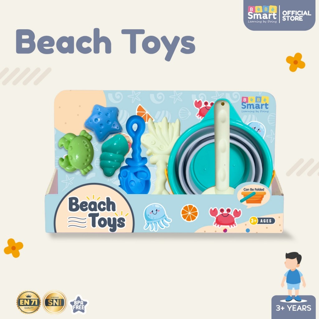 Mainan Set Ember Cetakan Pasir | BEBE SMART Beach Toys | Mainan Sekop dan Cetakan Pasir Pantai Anak