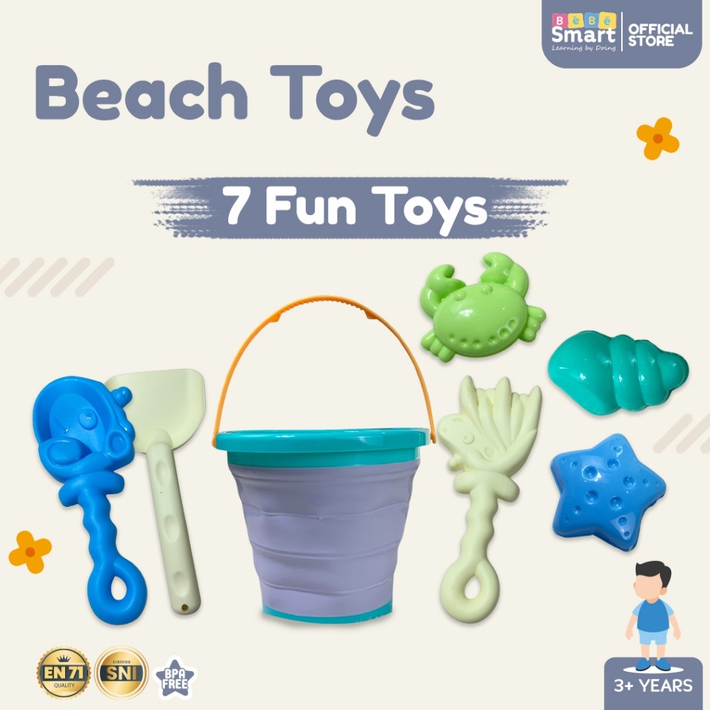Mainan Set Ember Cetakan Pasir | BEBE SMART Beach Toys | Mainan Sekop dan Cetakan Pasir Pantai Anak