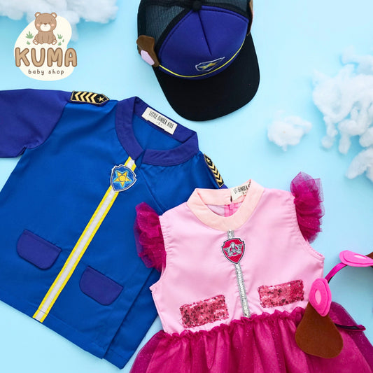 Little Ginger PAW PATROL COSTUME / CHASE SHIRT AND SKYE DRESS / KOSTUM PAW PATROL
